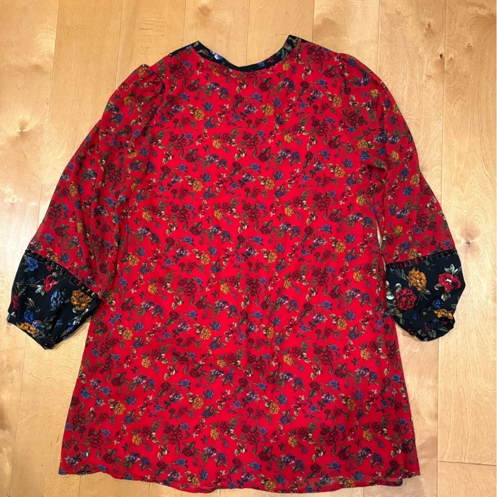 CCO SALE! New with tag Kensie long sleeve red boho mini dress or tunic sz L - Picture 4 of 5